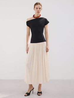 Mango Vestido Asymmetric Neck Maxi Dress, Raw