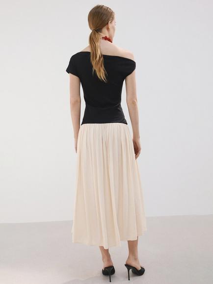 Mango Vestido Asymmetric Neck Maxi Dress - view 2, Raw