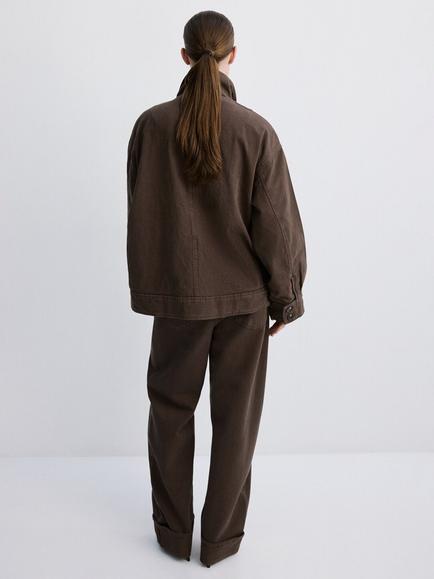 Mango Tejano Low Rise Balloon Wide Leg Jeans, Chocolate - view 2, Chocolate