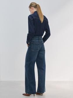 Mango Long Sleeve Denim Shirt Jumpsuit, Dark Denim - view 2, Dark Denim