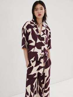 Mango V-Neck Short Sleeve Shirt, Raw, Raw