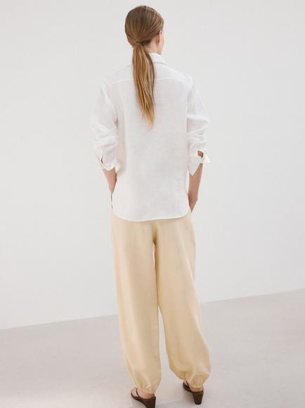 Mango Linen Long Sleeve Shirt, White - view 2, White