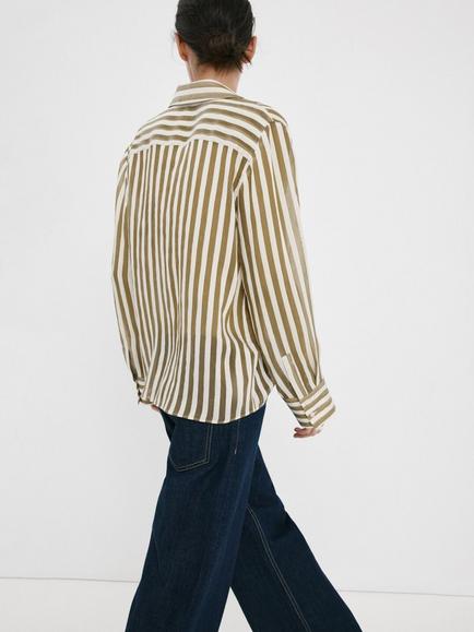 Mango Stipe Shirt, Khaki - view 2, Khaki