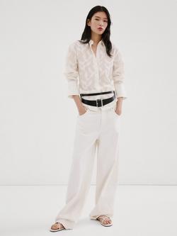 Mango Embroidered Long Sleeve Shirt, Off White, Off White
