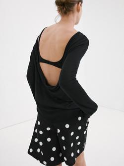 Mango Polka Dot Mid Rise Shorts, Black - view 2, Black