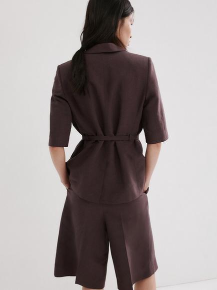 Mango Knee Length Shorts, Purple - view 2, Purple