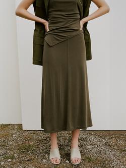 Mango Mid Rise Maxi Pencil Skirt, Khaki, Khaki