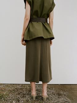 Mango Mid Rise Maxi Pencil Skirt, Khaki - view 2, Khaki