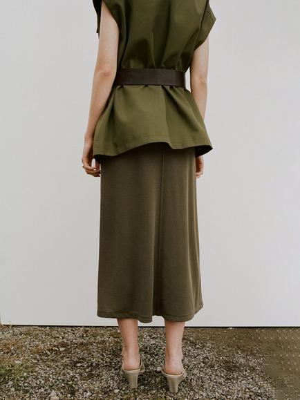 Mango Mid Rise Maxi Pencil Skirt, Khaki - view 2, Khaki