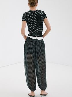 Mango Polka Dot Knit Crew Neck Knit Top - view 2, Black