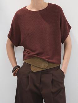 Mango Short Sleeve Knit Top, Red, Red