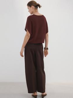 Mango Short Sleeve Knit Top, Red - view 2, Red