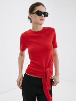 Mango Tie Detail Knit Top, Valentino Red, Valentino Red