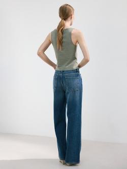 Mango Button Front Vest Top, Grey - view 2, Grey