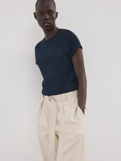Mango Crew Neck T-Shirt, Navy, Navy