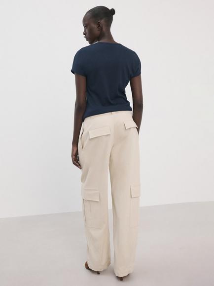 Mango Crew Neck T-Shirt, Navy - view 2, Navy