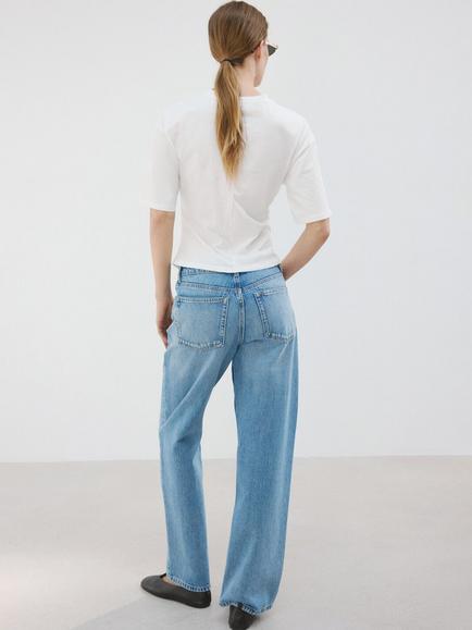 Mango Camiseta Gathered Side Cotton T-Shirt - view 2, White