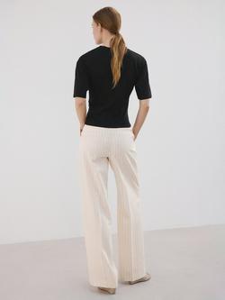 Mango Camiseta Gathered Side Cotton T-Shirt - view 2, Black