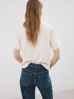Mango Modern Crochet Panel Crew T-Shirt, Off White - view 2, Off White
