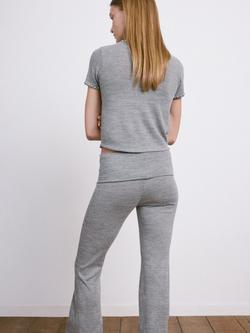 Mango Embellished Neck Crop Top, Mid Grey Melange - view 2, Mid Grey Melange