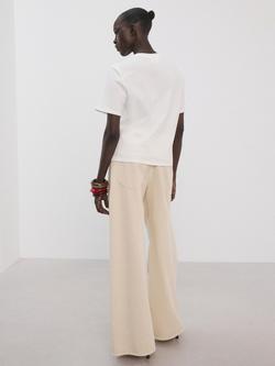 Mango Crew Neck Relaxed Drape T-Shirt, White - view 2, White