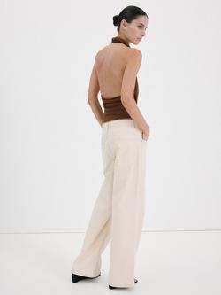 Mango Draped Halter Cowl Top, Brown - view 2, Brown