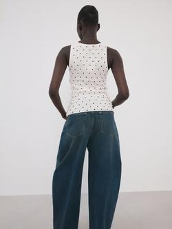 Mango Scoop Neck Polka Dot Knit Camisole, Off White - view 2, Off White