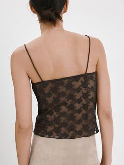 Mango Square Neck Lace Effect Camisole, Khaki - view 2, Khaki