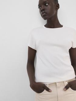Mango Crew Neck T-Shirt, Off White, Off White