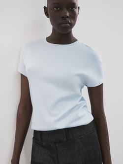 Mango Crew Neck T-Shirt, Sky Blue, Sky Blue