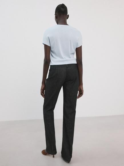 Mango Crew Neck T-Shirt, Sky Blue - view 2, Sky Blue
