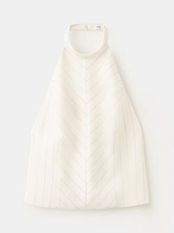 Mango High-Neck Striped Halter Top, Beige, Beige