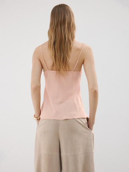 Mango Lace Trim Bias Slip Camisole - view 2, Pink