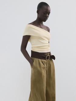 Mango Off Shoulder Knit Top, Vanilla, Vanilla