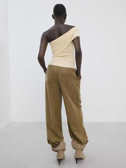 Mango Off Shoulder Knit Top, Vanilla - view 2, Vanilla