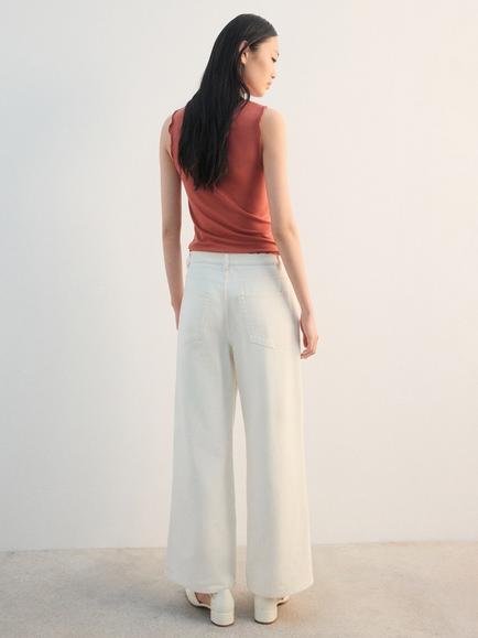 Mango Scallop Hem Cropped Vest Top, Mandarin - view 2, Mandarin