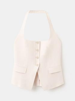 Mango Square Neck Button Front Pure Linen Top, Raw, Raw