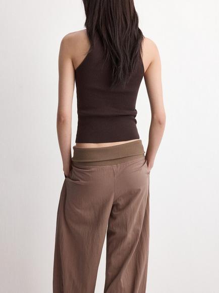 Mango High Neck Sleeveless Tank Top, Chocolate - view 2, Chocolate