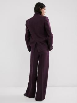 Mango Straight Fit Linen Suit Trousers - view 2, Plum