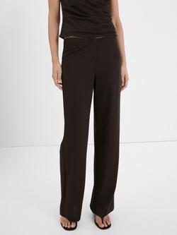 Mango Straight Mid Rise Trousers, Brown, Brown