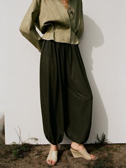 Mango Mid Rise Balloon Trousers, Khaki, Khaki