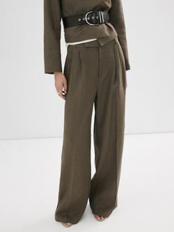 Mango Straight Trousers, Khaki, Khaki
