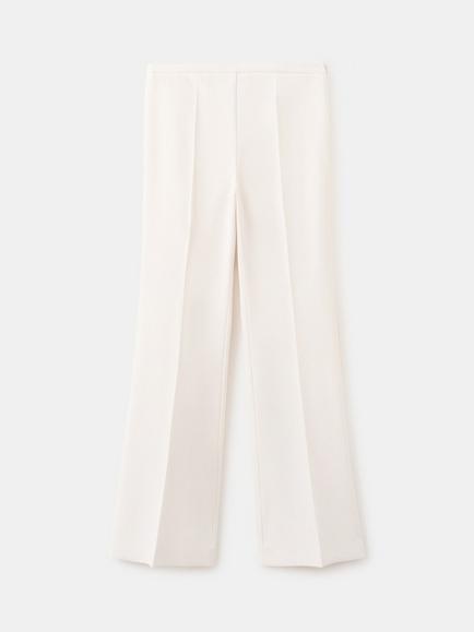 Mango High Waisted Wide Leg Tailored Trousers, Vanilla, Vanilla