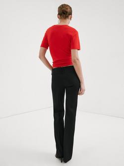 Mango Mid Rise Straight Trousers, Black - view 2, Black