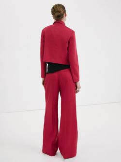 Mango High Waisted Tailored Wide Leg Trousers, Red - view 2, Red