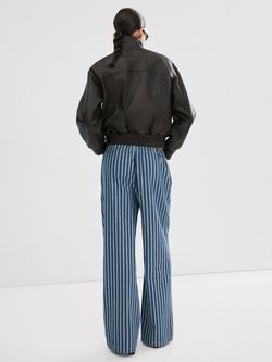 Mango Drawstring Waist Wide Leg Trousers, Blue - view 2, Blue