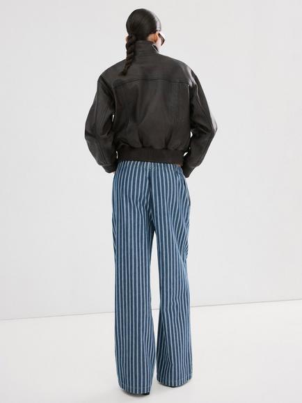 Mango Drawstring Waist Wide Leg Trousers, Blue - view 2, Blue