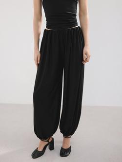 Mango Balloon Leg Loose Fit Trousers, Black, Black