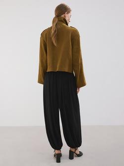 Mango Balloon Leg Loose Fit Trousers, Black - view 2, Black