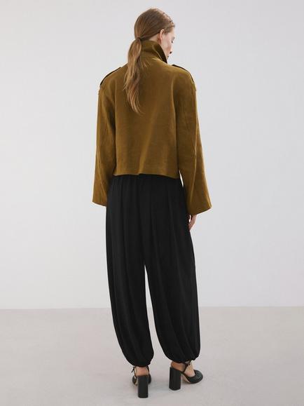 Mango Balloon Leg Loose Fit Trousers, Black - view 2, Black